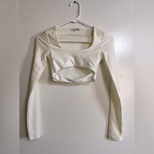 Sexy White Sheer Cut Out L-Sleeve Top